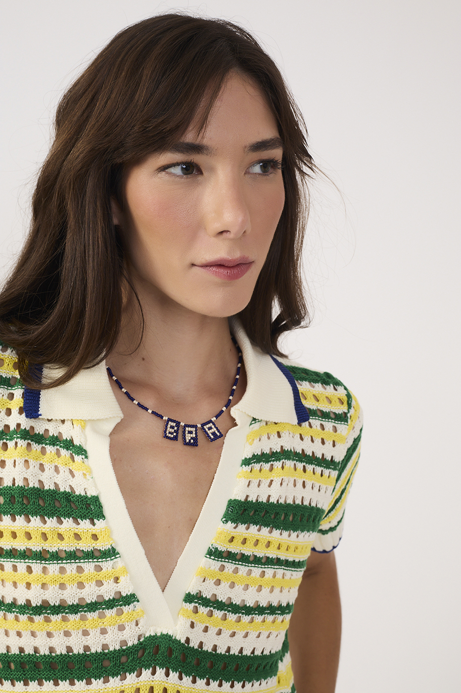 Off-White Brazil Stripes Tricot Polo Blouse
