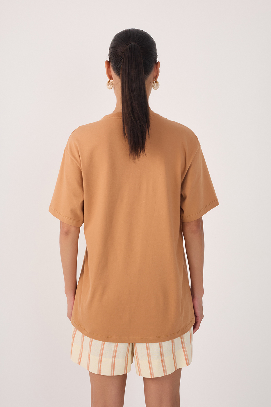 Beige Crew Neck Short Sleeve T-Shirt