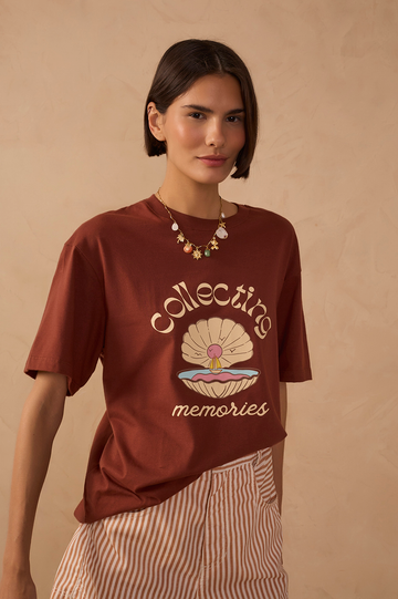 Brown Memories Short Sleeve Cotton T-Shirt