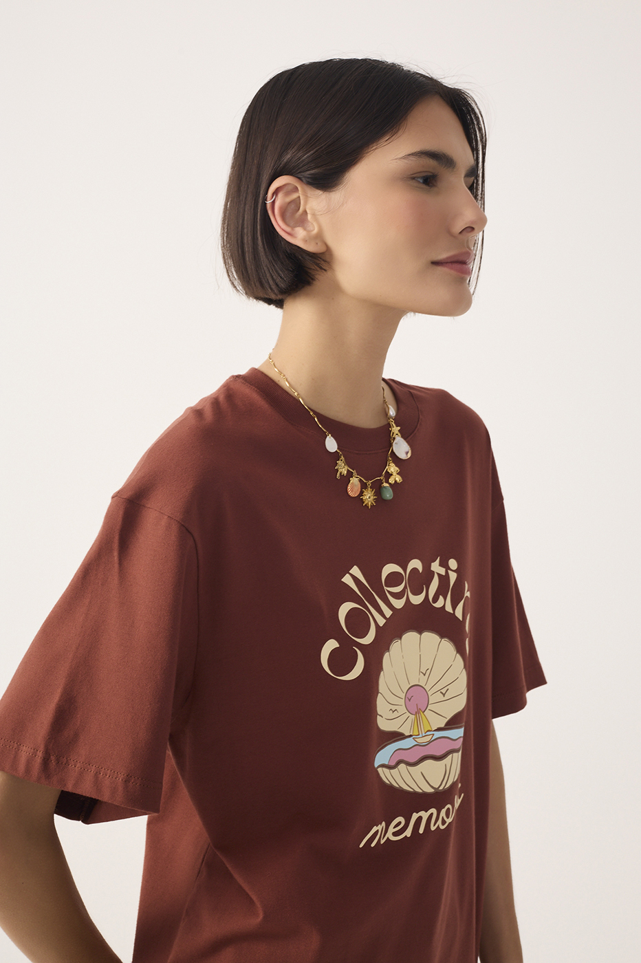 Brown Memories Short Sleeve Cotton T-Shirt