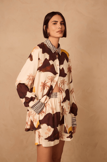 Sand Corcovado Collared Buttoned Cambric Shirt