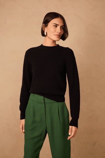 Black Crew Neck Tricot Sweater