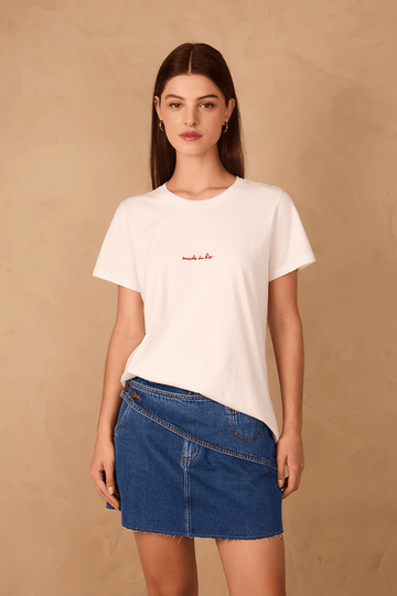 Off-White Made In Rio Embroidered Short Sleeve T-Shirt
