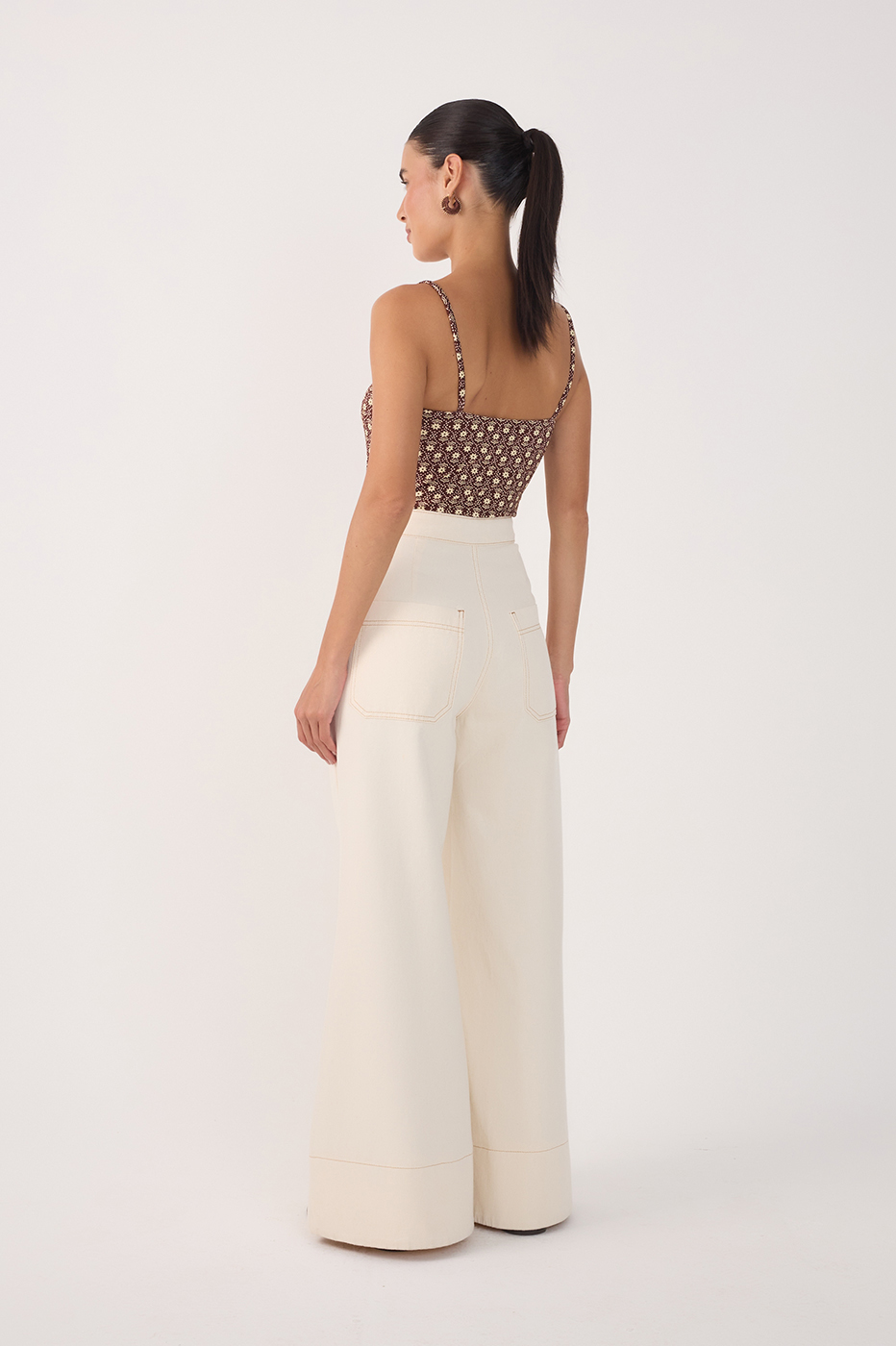 Off-White Buttoned Pockets Wide-Leg Pants
