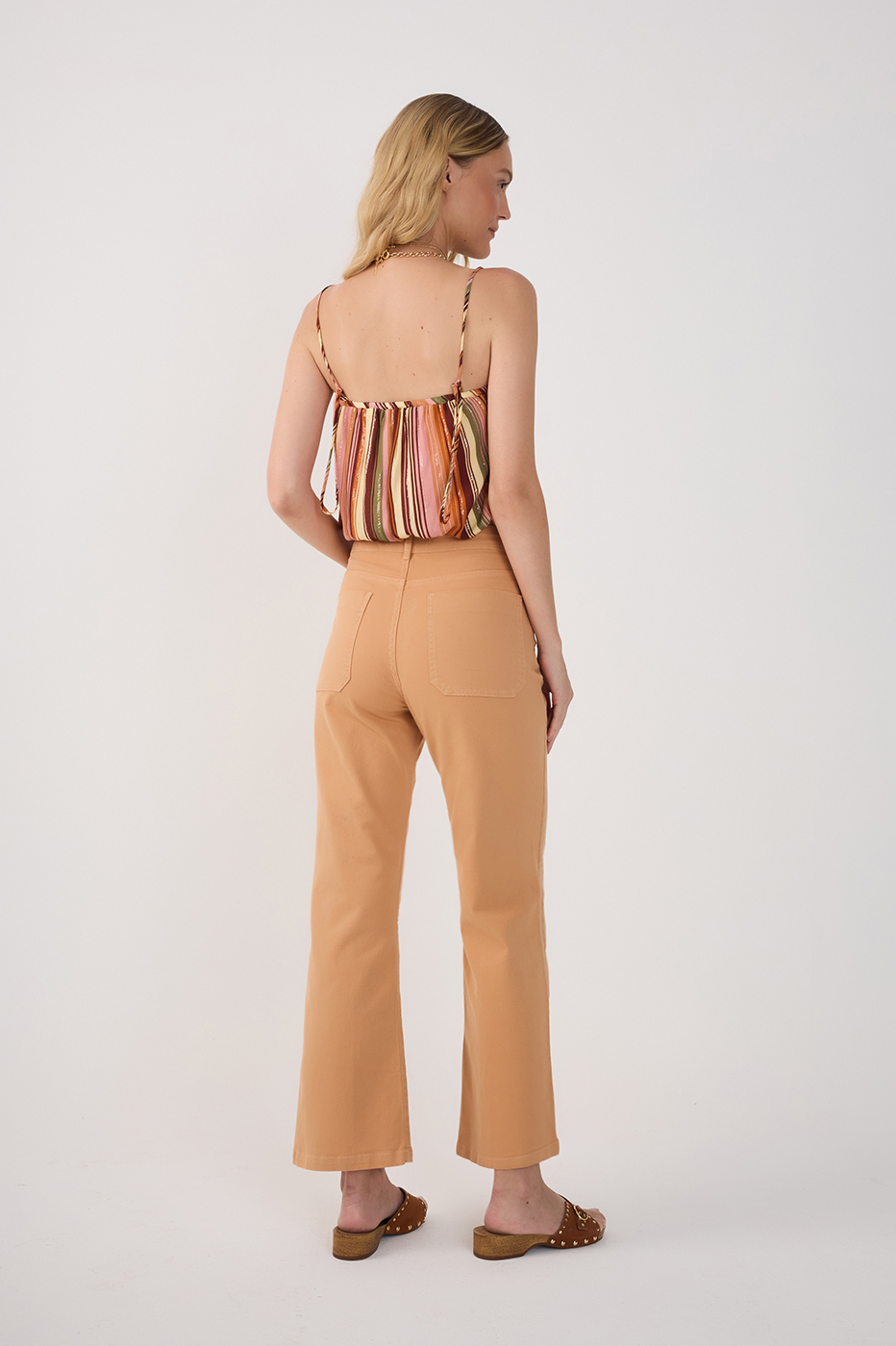 Cut-Out Color Twill Pants
