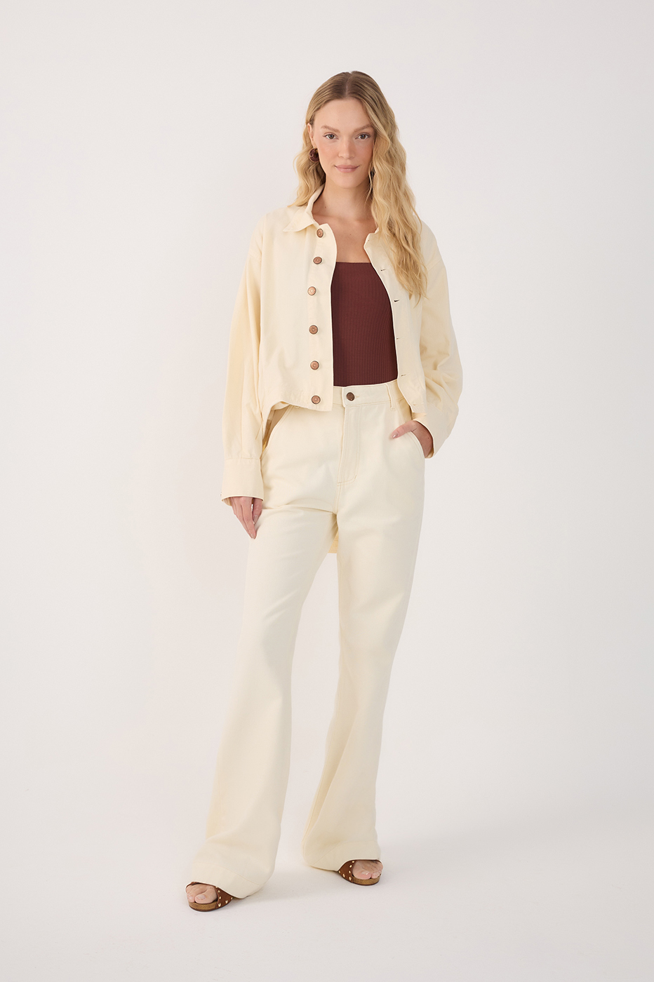 Fluid Color Twill Pants