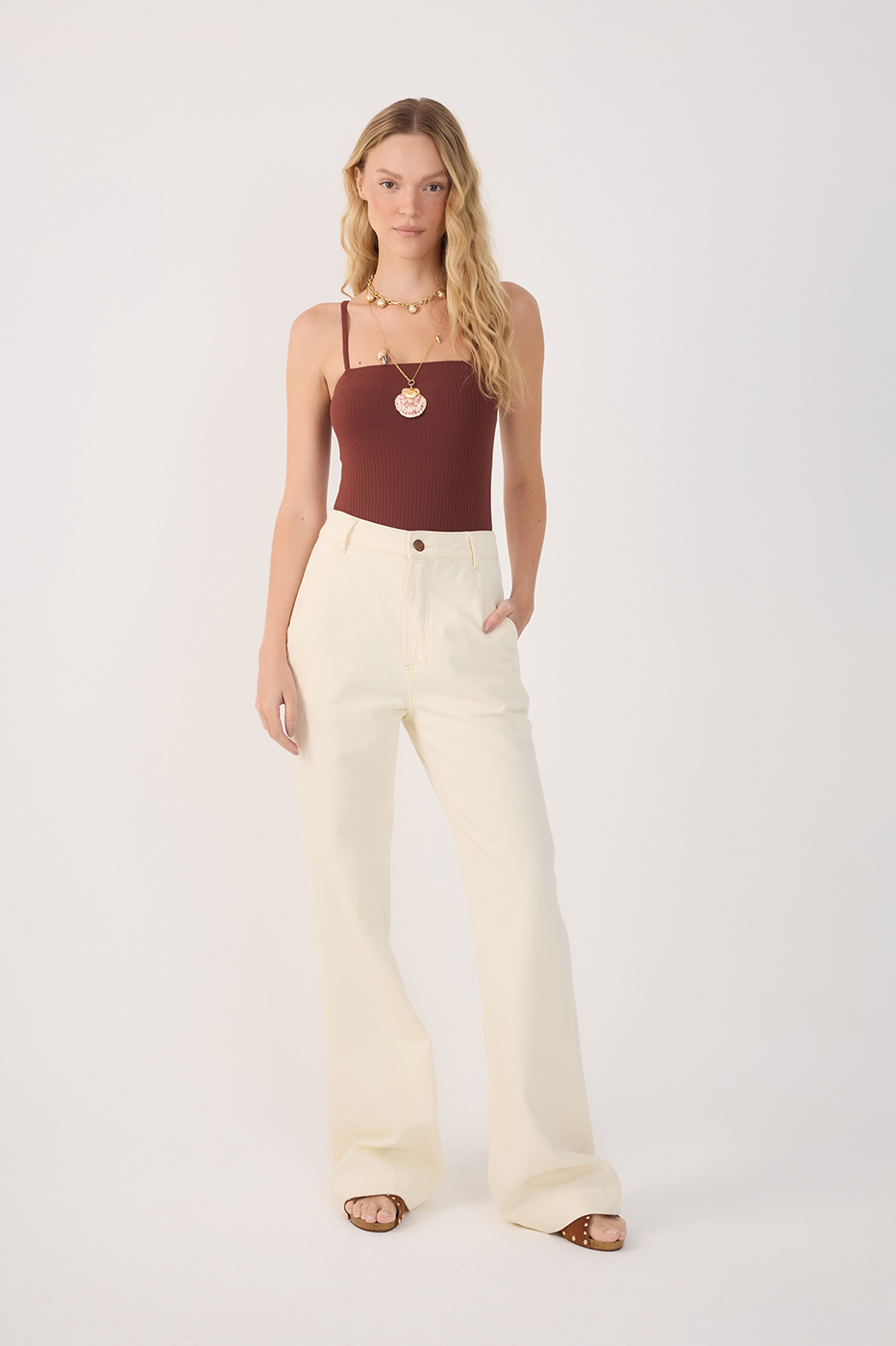 Fluid Color Twill Pants