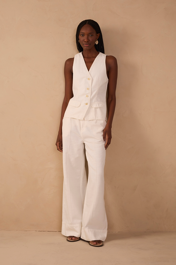 Off-White Topstitching Linen Twill Pants