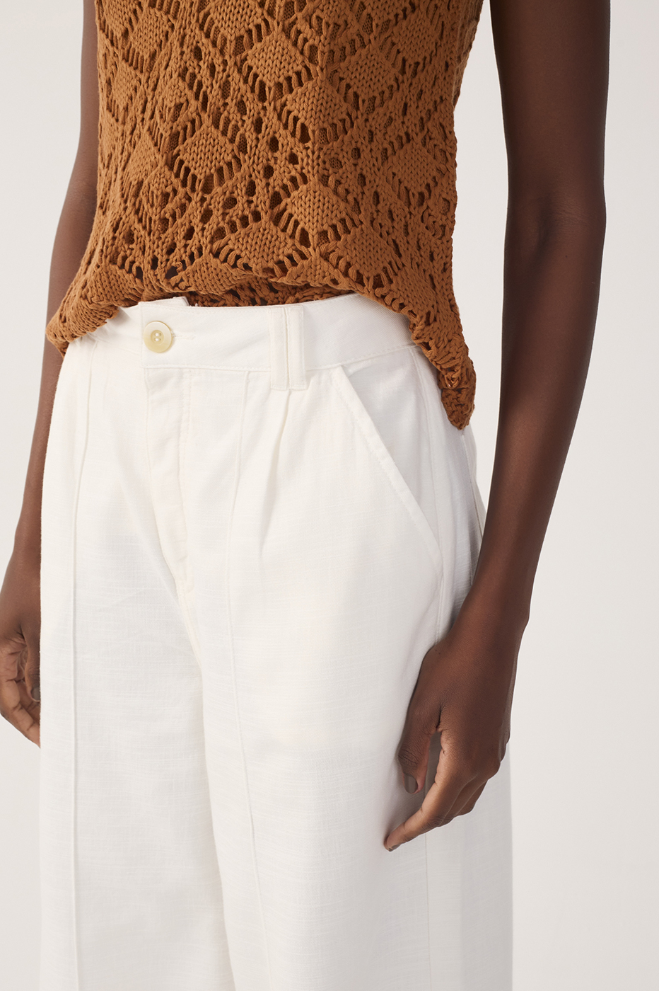 Off-White Topstitching Linen Twill Pants