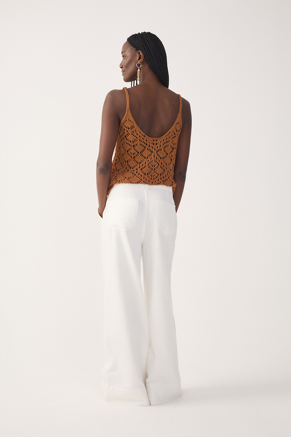 Off-White Topstitching Linen Twill Pants