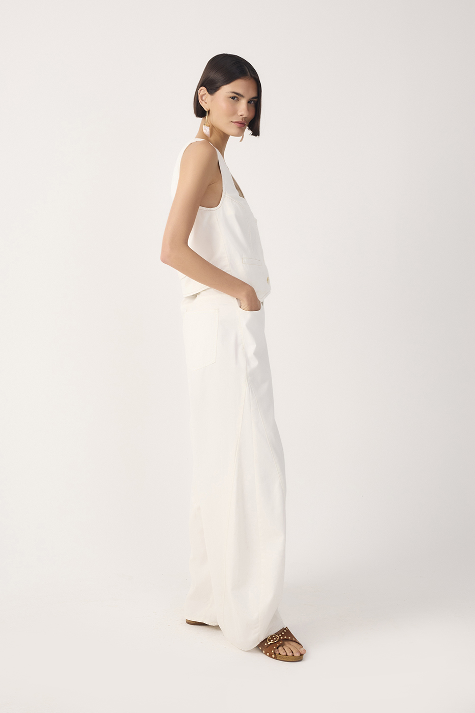 Off-White Topstitched Flared Twill Pants