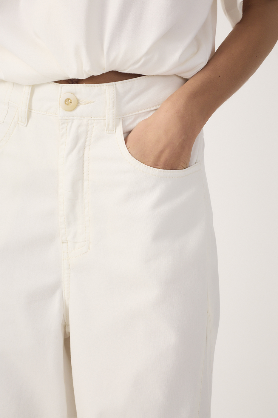 Off-White Topstitched Flared Twill Pants