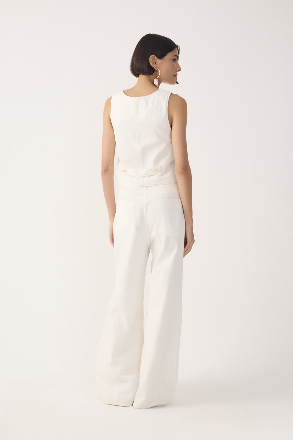 Off-White Topstitched Flared Twill Pants