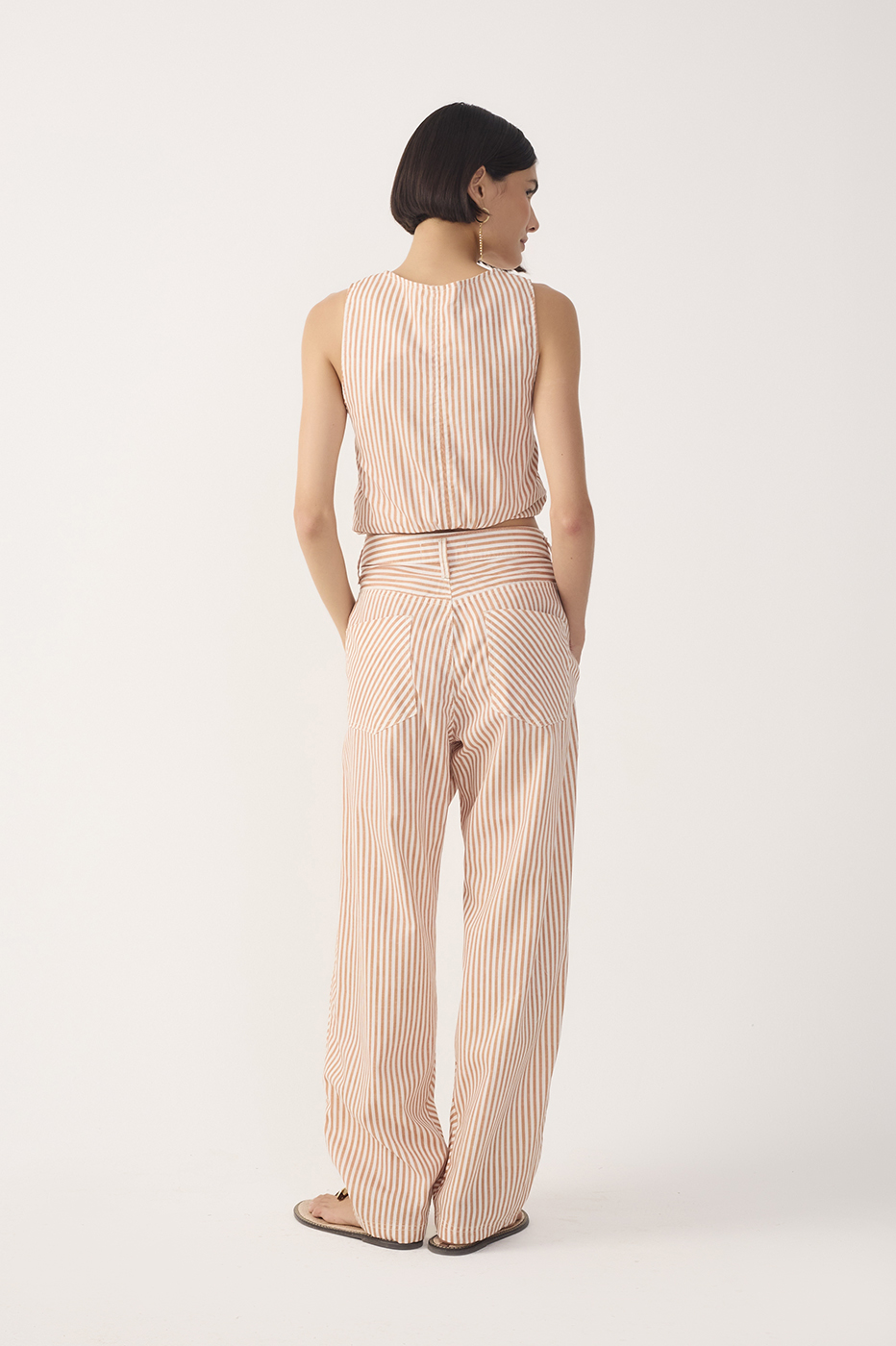 Red Stripes Barrel Twill Pants