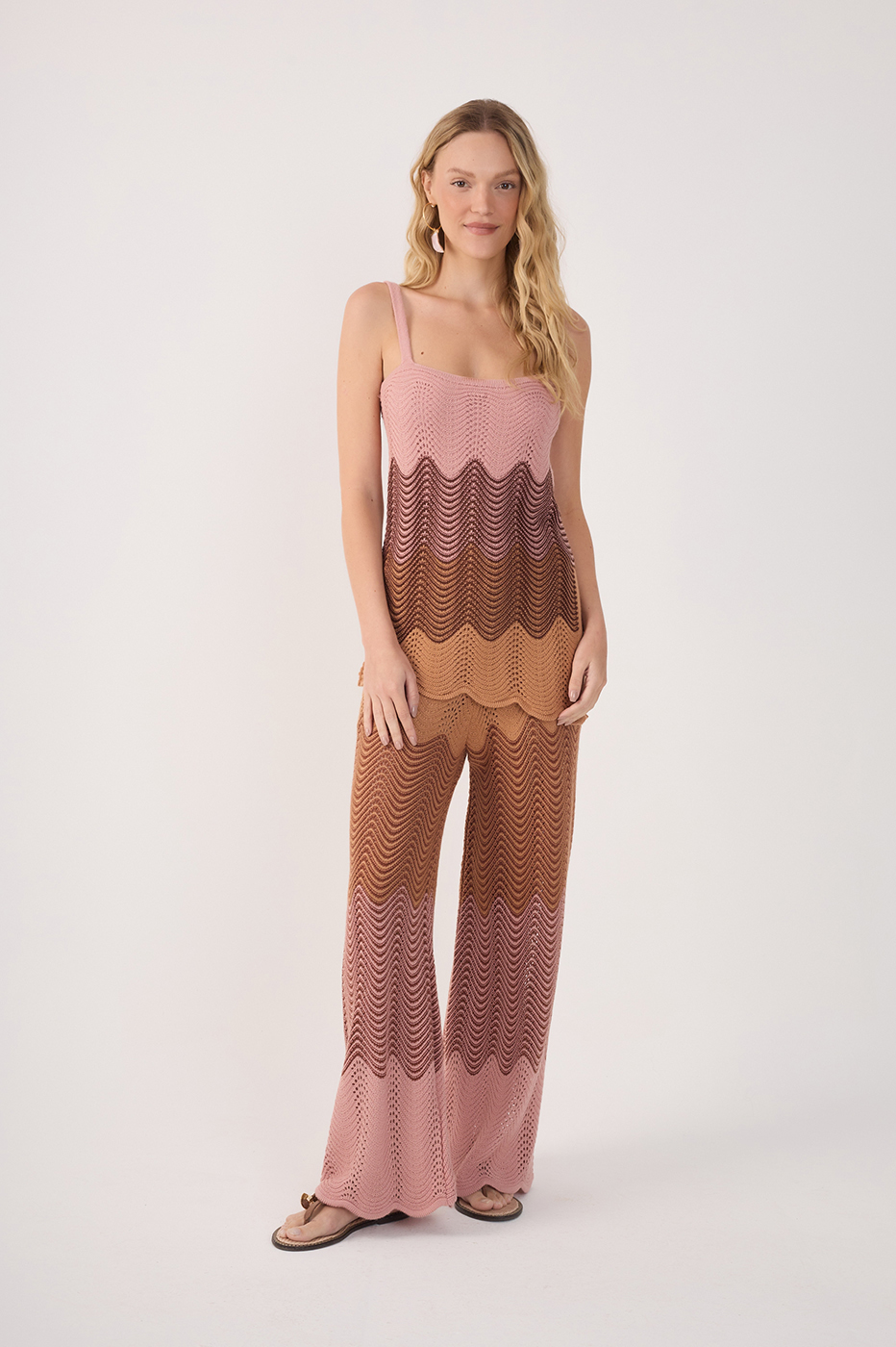 Multicolor Wide-Leg Tricot Pants