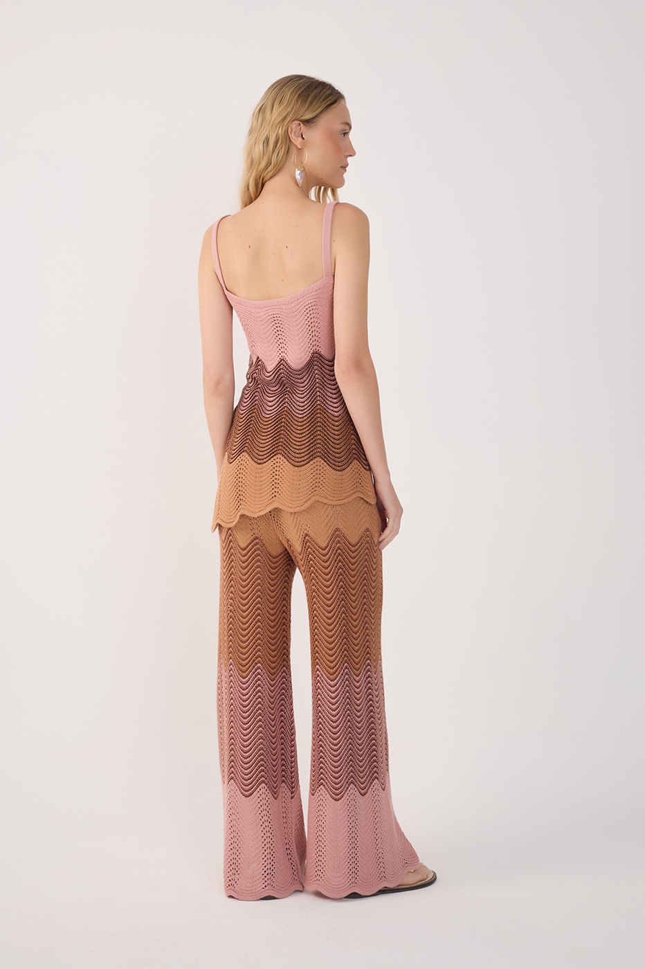 Multicolor Wide-Leg Tricot Pants