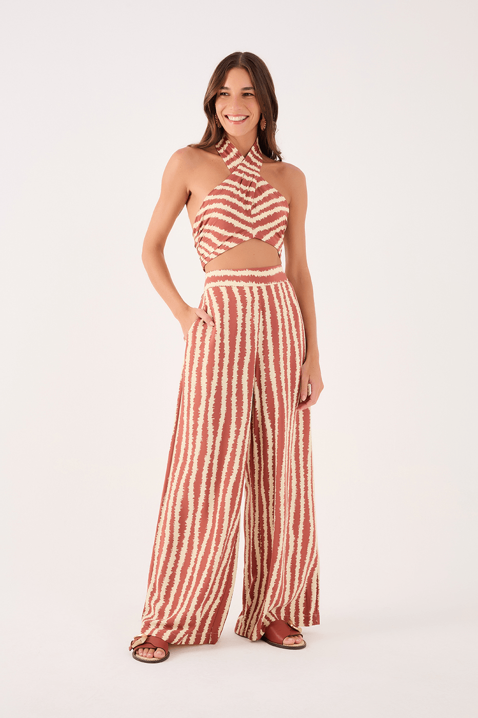 Cara¨ªva Print Crepe Wide-Leg Pants