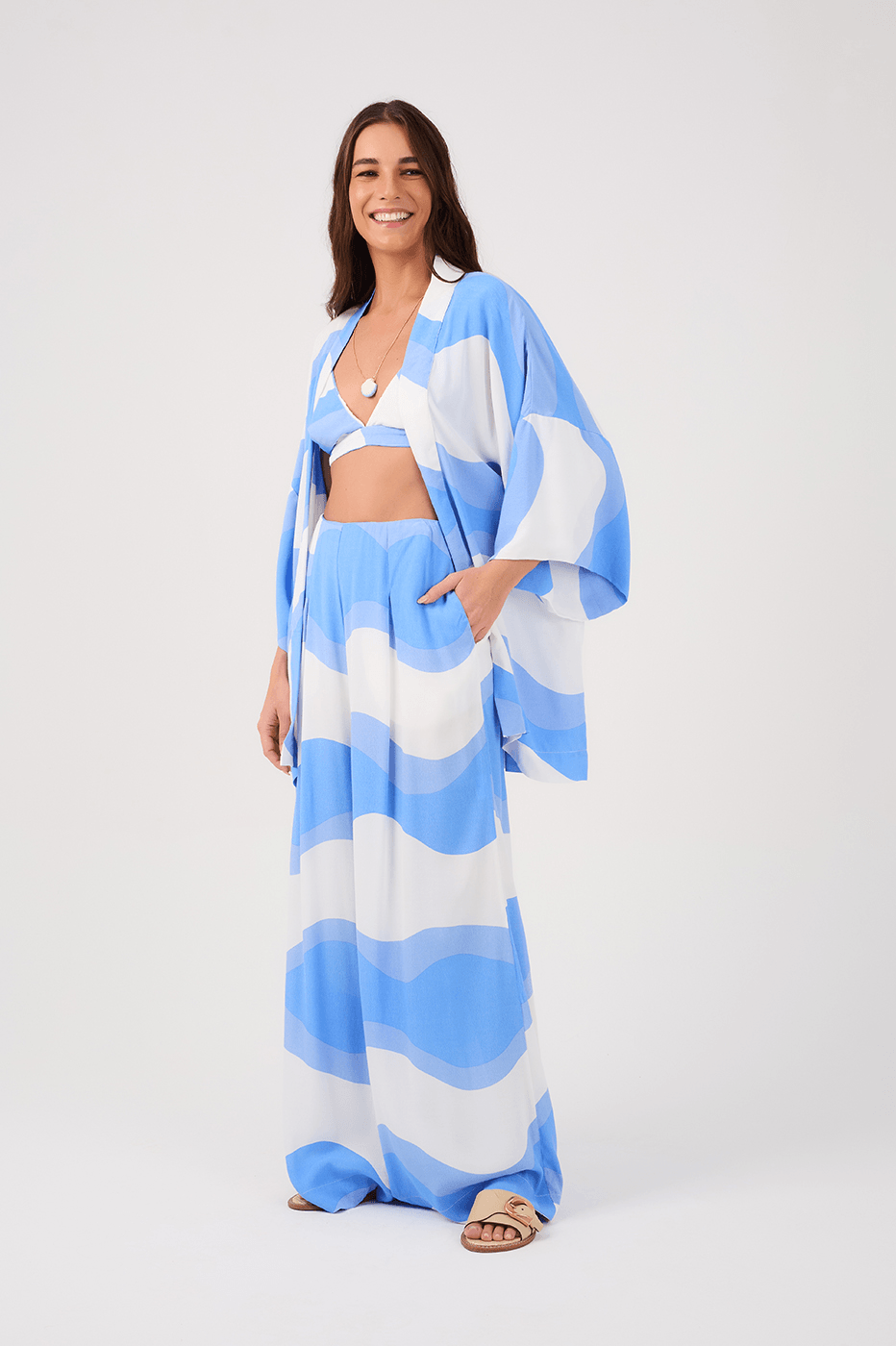 Fluir Print Crepe Wide-Leg Pants