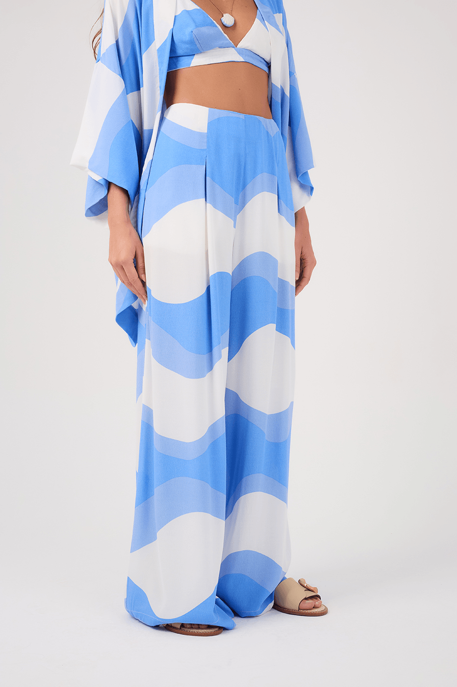 Fluir Print Crepe Wide-Leg Pants