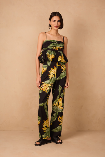 Black Paraiso Side Pockets Tricoline Pants