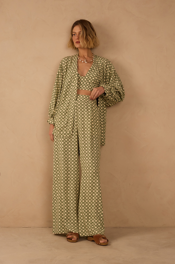 Green Amanhecer Wide-Leg Pants