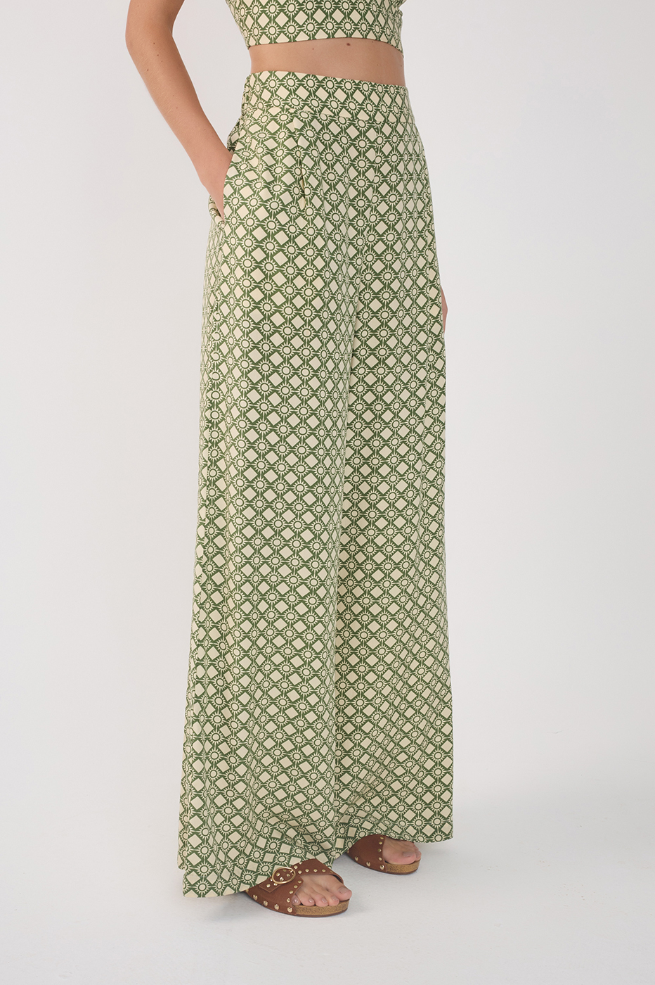 Green Amanhecer Wide-Leg Pants