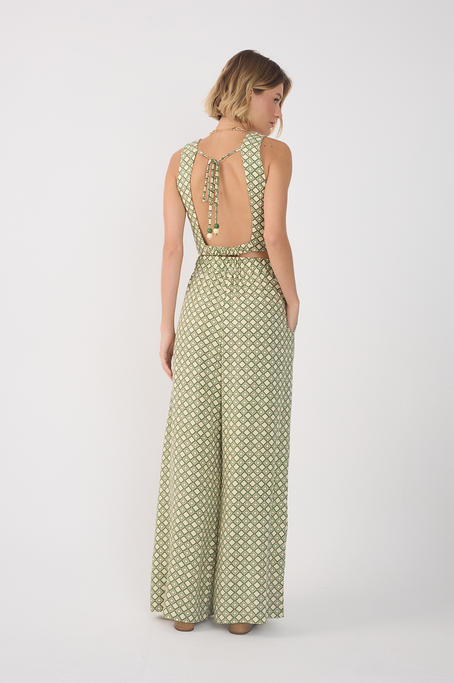Green Amanhecer Wide-Leg Pants