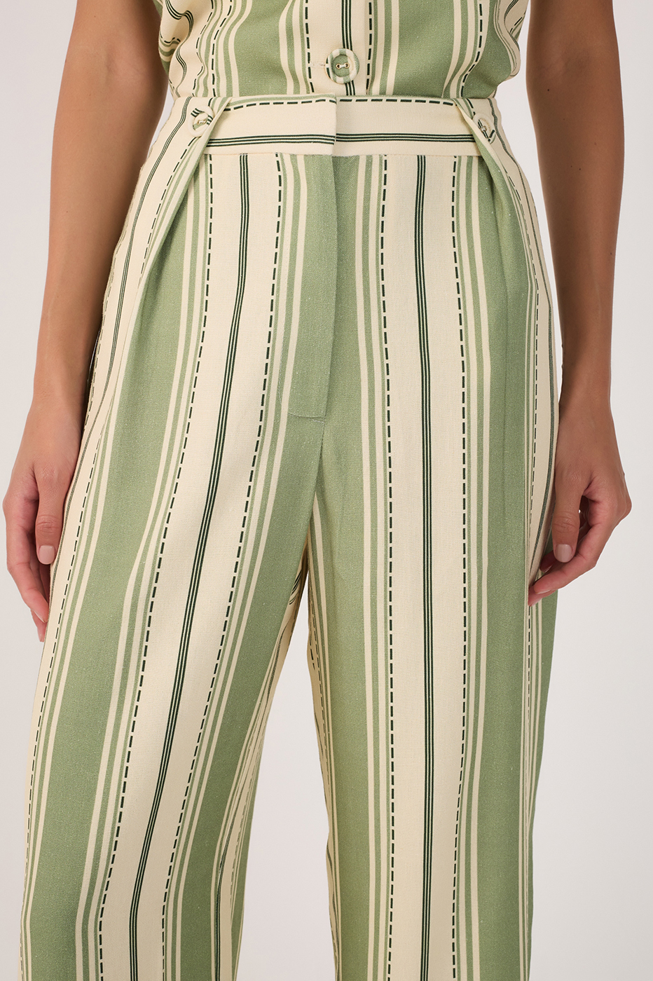 Green Descanso Buttoned Wide-Leg Pants