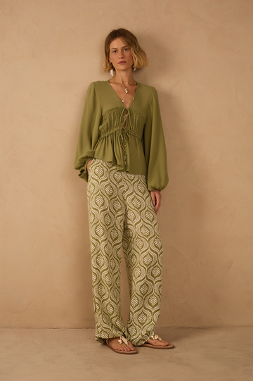 Crepe Jardim Print Pants