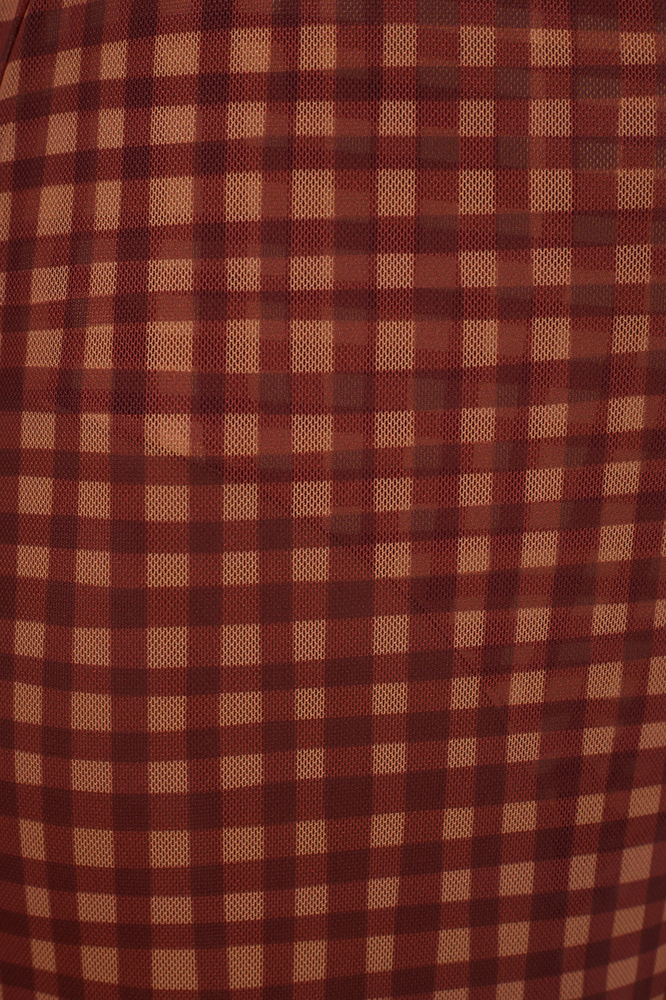 Brown Vichy Wide-Leg Tulle Pants
