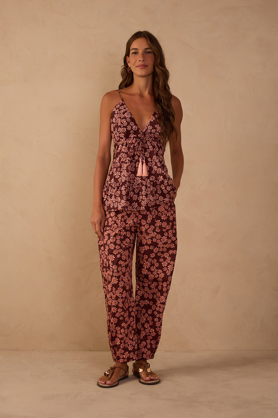 Utilitary Margaridas Rosa Print Pants
