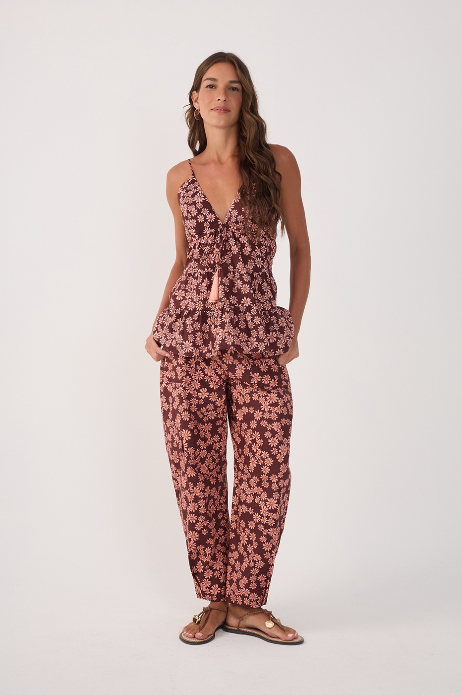 Utilitary Margaridas Rosa Print Pants