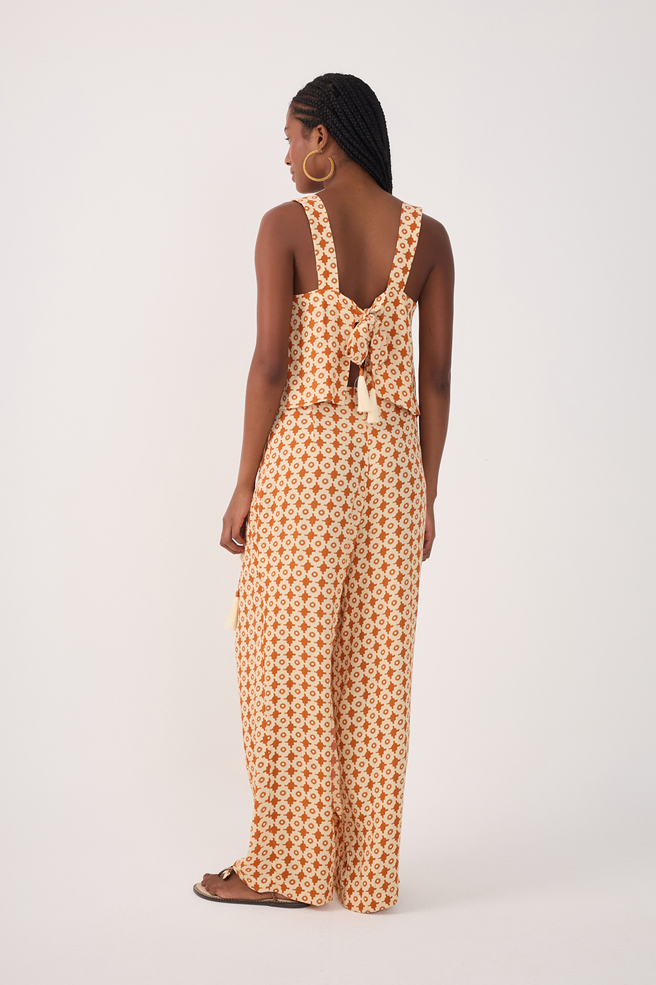 Beige Melissa Side Ties Wrap Crepe Pants