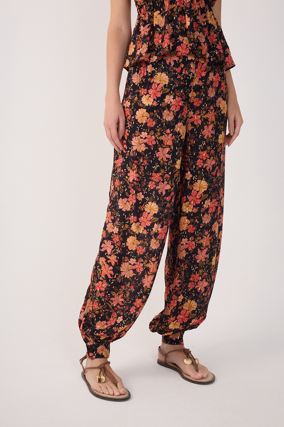 Black Encontro Lurex Wide-Leg Pants