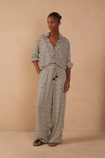 Off-White Vento Drawstring Pockets Wide-Leg Crepe Pants