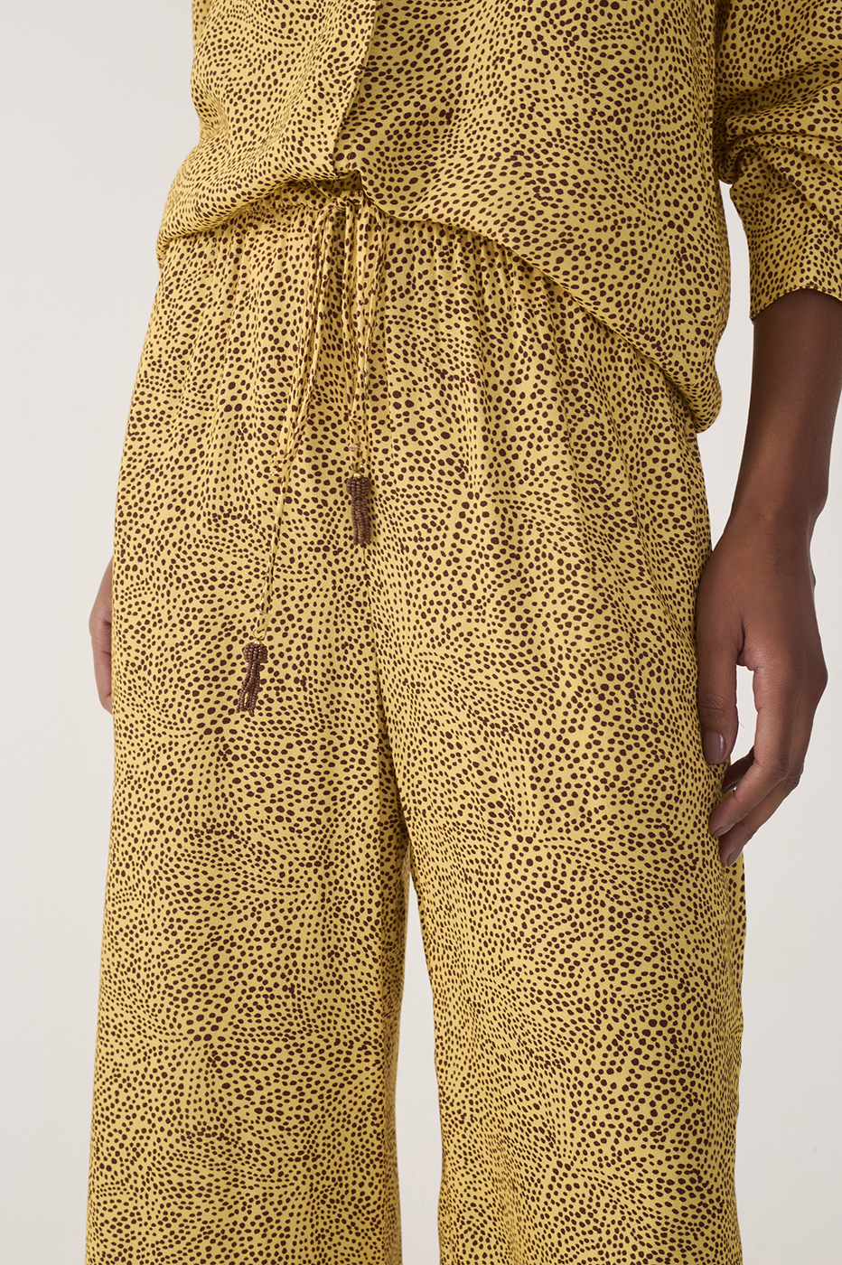Yellow Gotas Drawstring Wide-Leg Pants