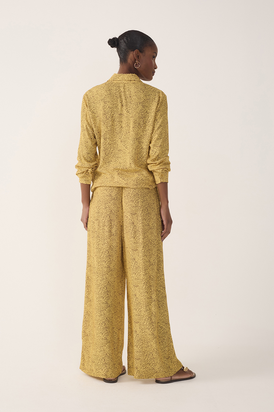 Yellow Gotas Drawstring Wide-Leg Pants