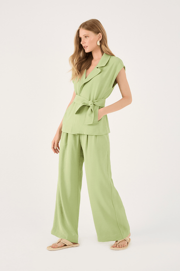 Front-Pleat Wide-Leg Pants