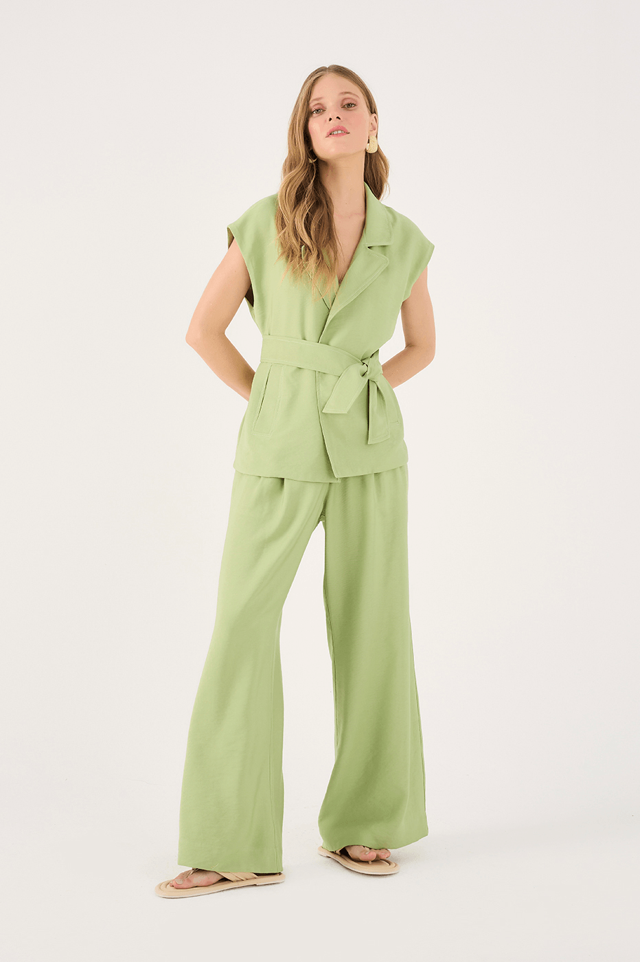 Front-Pleat Wide-Leg Pants