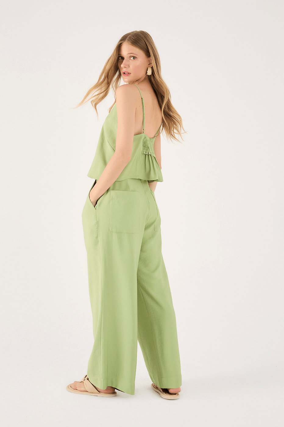 Front-Pleat Wide-Leg Pants