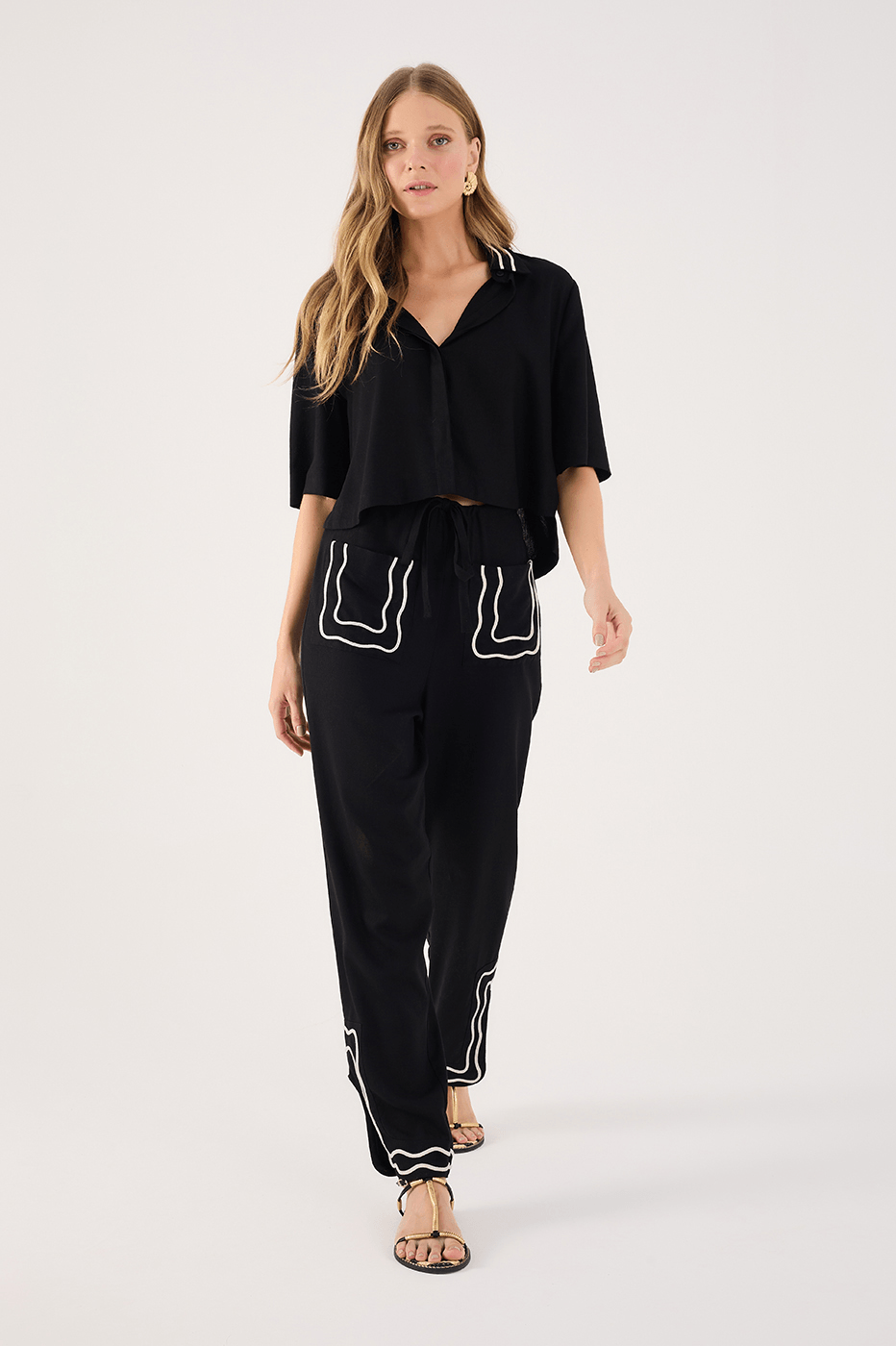 Sianinha-Embroidered Linen Pants