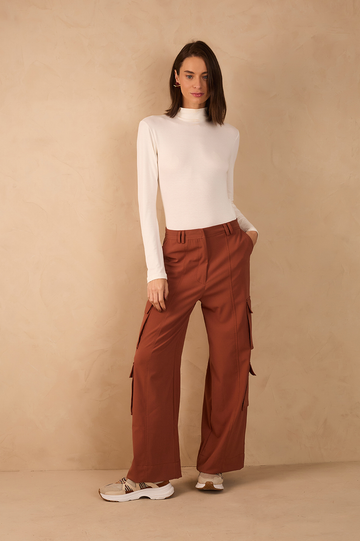 Brown Mate Belt Loops Pockets Cargo Pants