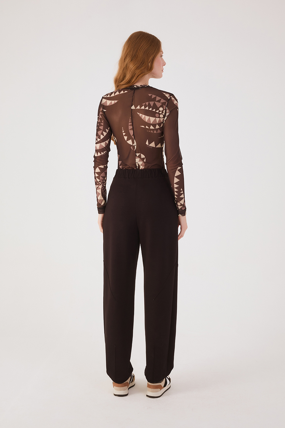 Black Elastic Waist Ribbed Pants