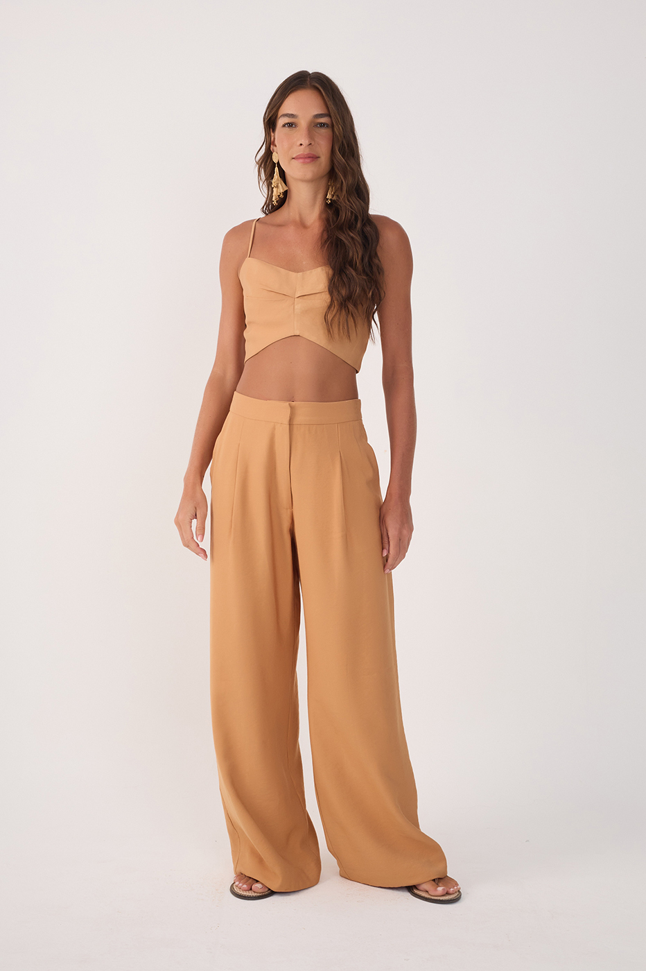 Pleated Lapel Pocket Pants