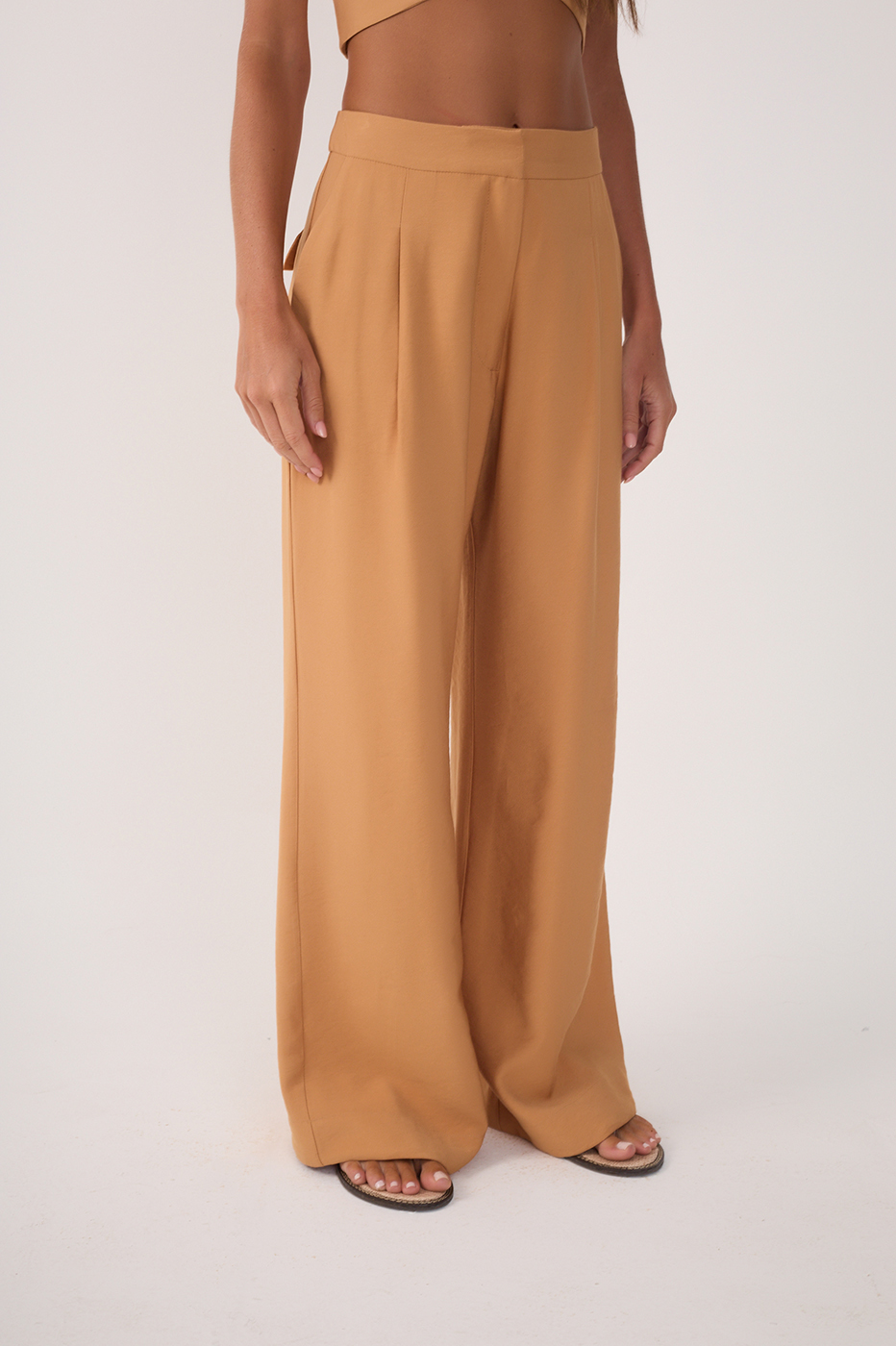Pleated Lapel Pocket Pants