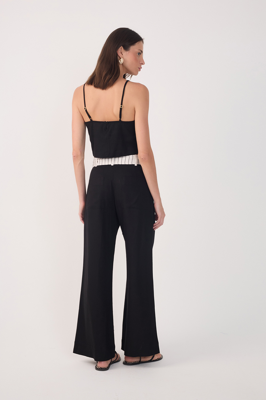 Linen Striped Waistband Pants