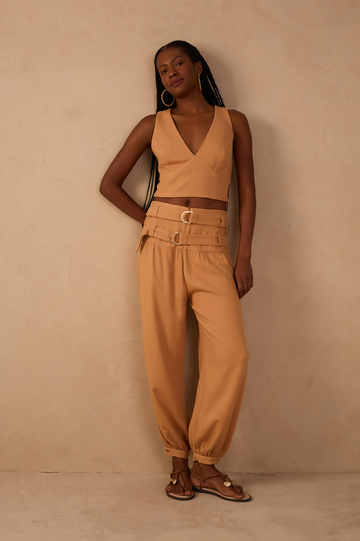 Wide Yoke Buckles Pants