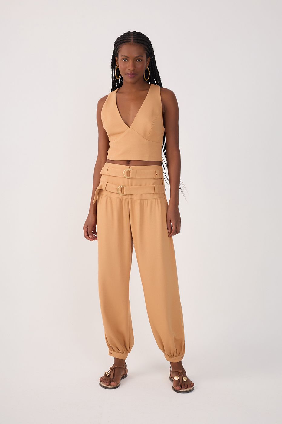 Wide Yoke Buckles Pants