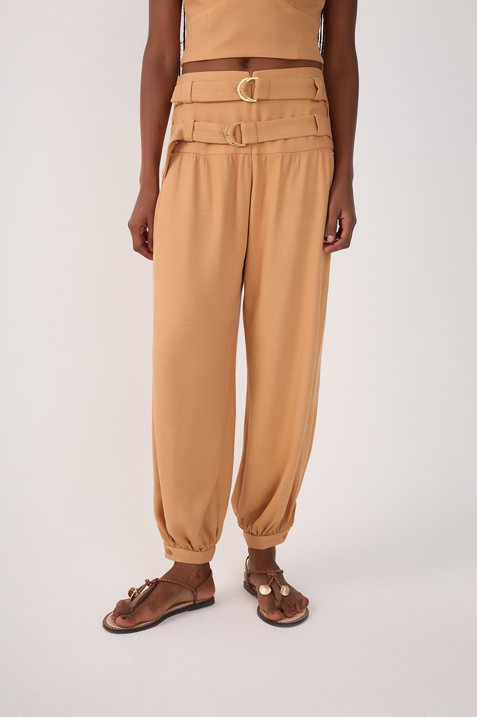Wide Yoke Buckles Pants
