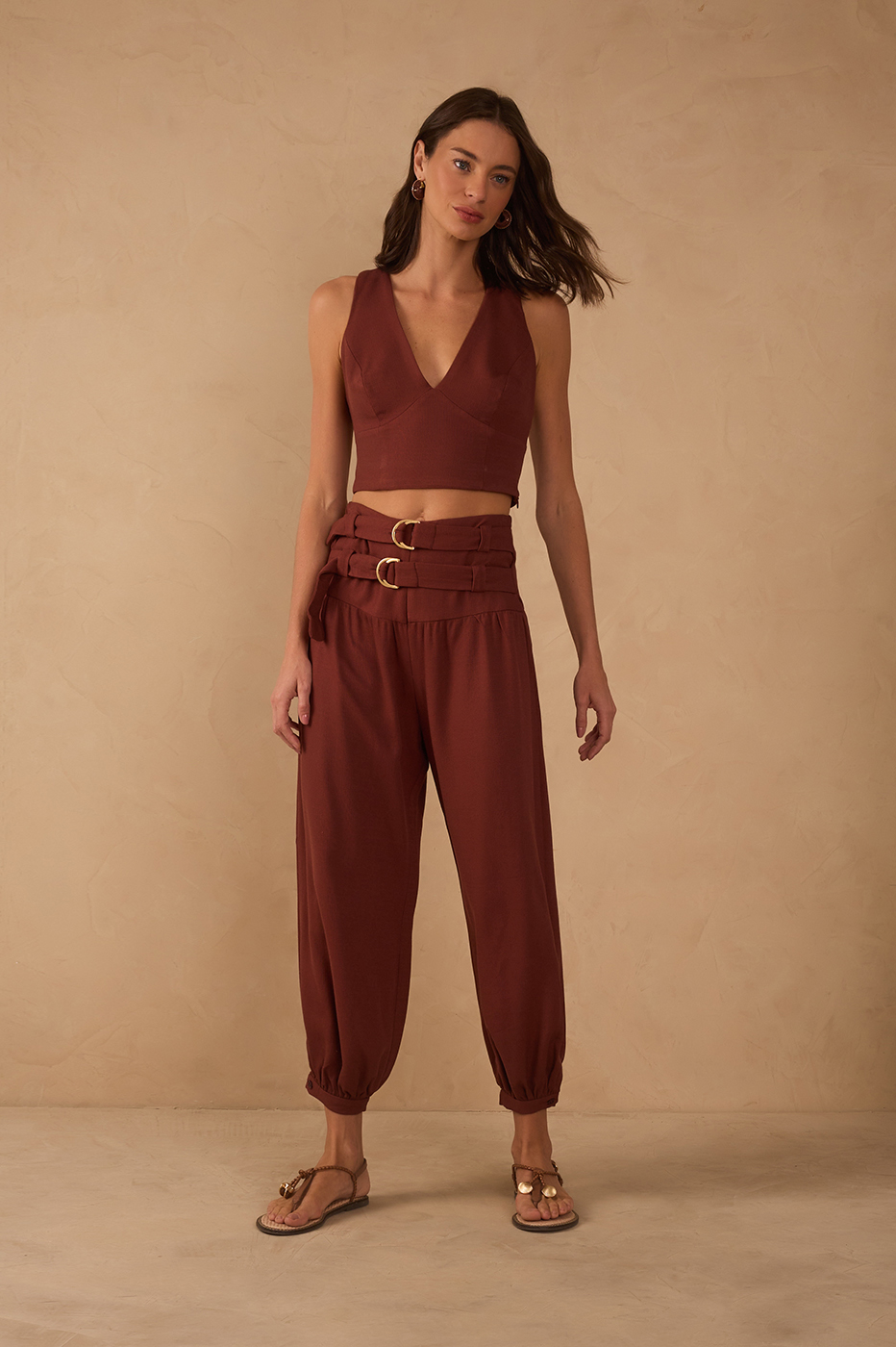Wide Yoke Buckles Pants